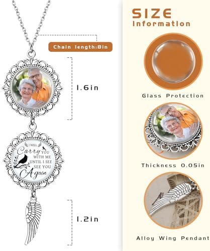 Custom Car Rearview Mirror Angel Charm with Photo Text
