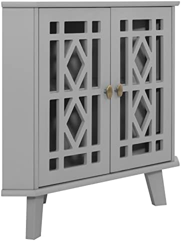 Scurrty 32 Inch Corner Shelf Stand - Grey