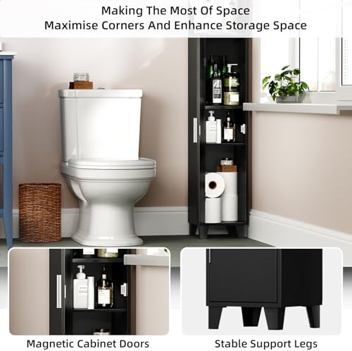MOHOPE Corner Shelf with Cabinet 5-Tier 748 Tall Black