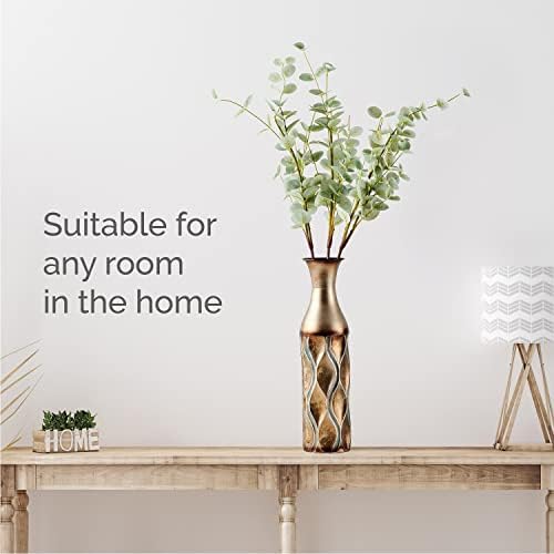 Elements Embossed Gold Wave Metal Vase 17-Inch