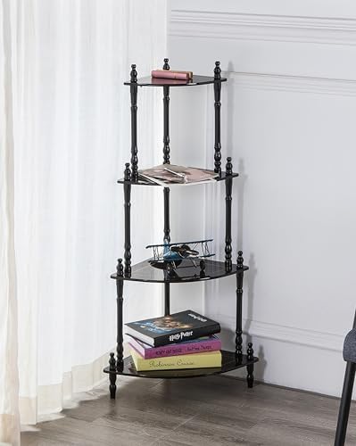 39 Tall 4-Tier Corner Shelf with Cherry Finish