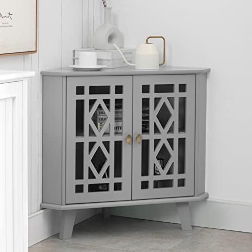 Scurrty 32 Inch Corner Shelf Stand - Grey