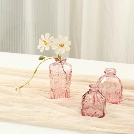 Efavormart Set of 6 Dusty Rose Glass Bud Vases