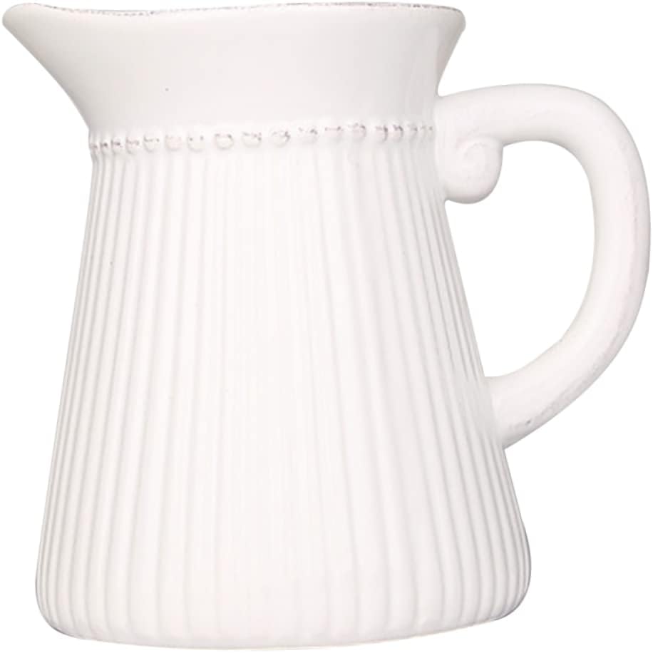 White Ceramic Flower Vase with Embossed Design