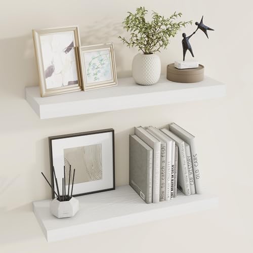Dreamland 24 Inch Floating Shelves Set of 2 White