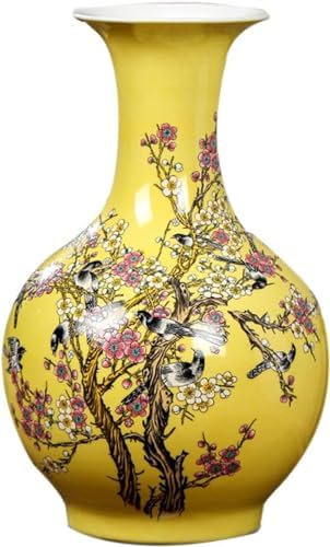 Traditional Chinese Ceramic Vase for Home Decor - Yellow