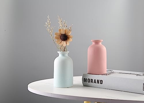 Blue Small Ceramic Vase for Home Decor and Centerpieces