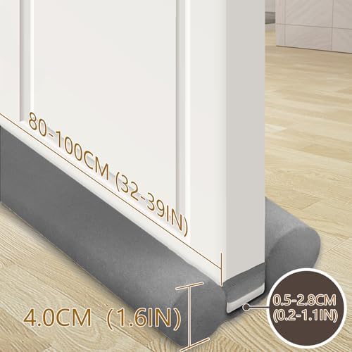 JUJIBL Under Door Draft Stopper 39 Inch Grey