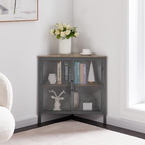 VECELO 3-Tier Corner Cabinet with Protection Door