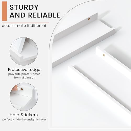 FLYJOE Picture Ledge Shelf Set of 8 Matte White