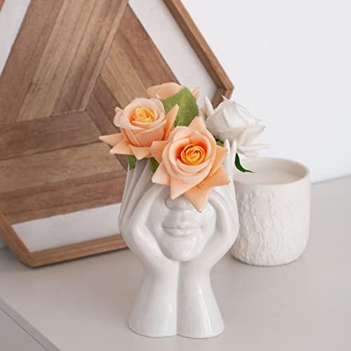 Joynisy White Ceramic Face Vase Set of 2