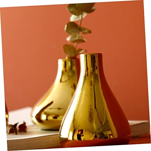 Small Gold Ceramic Vase for Dried Flowers and Plants
