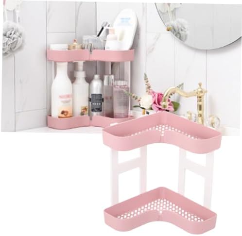 Cabilock Corner Shelf Organizer Pink Plastic Storage Rack