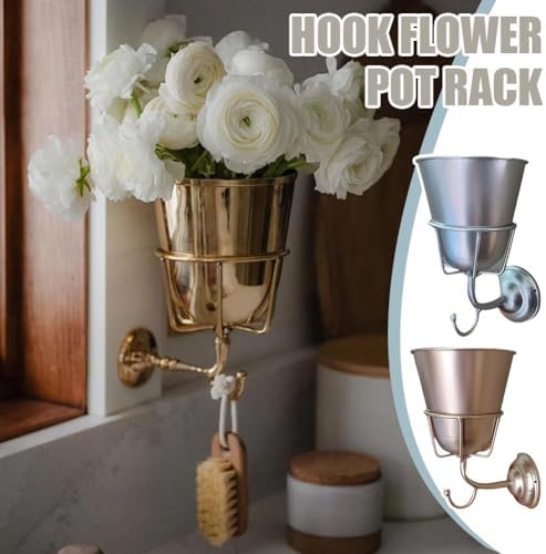 Vintage Wall Mounted Brass Vase with Hook