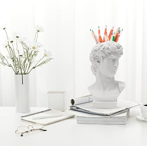 Greek David Statue Head Vase Retro Decor Brush Holder