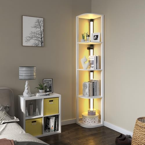 VTRIN Corner Shelf with Light 5-Tier Modern Storage
