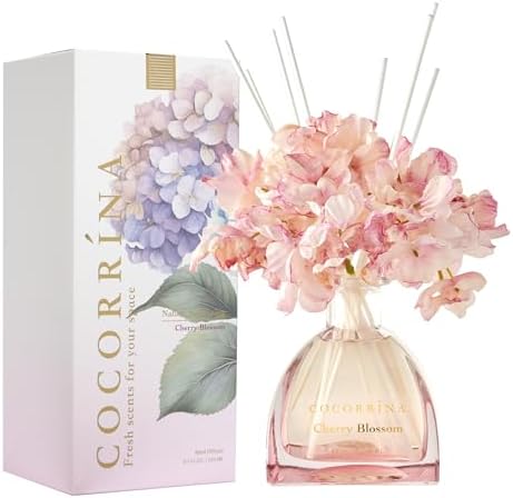COCORRINA Cherry Blossom Reed Diffuser Set 85 Oz 8 Sticks