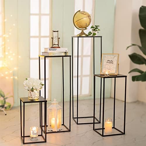 Modern Geometric Wedding Centerpieces Vase - 2 Pcs Black Metal Display Rack