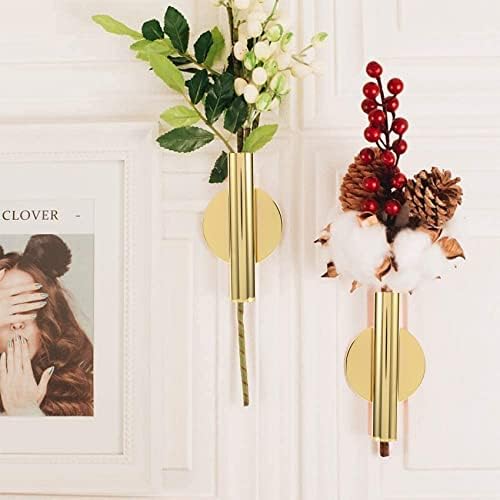 4PCS Gold Wall-Mounted Flower Tube Metal Vase Decoration Stand