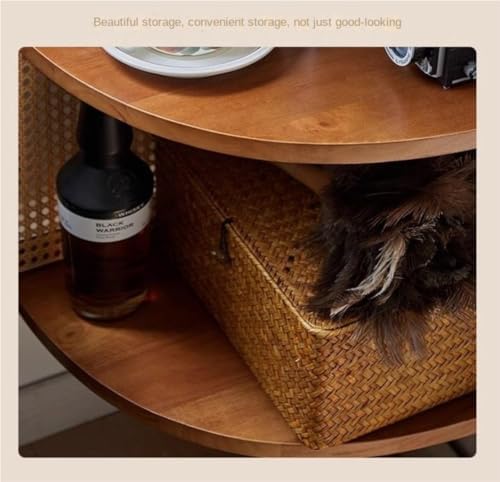 Modern Corner Shelf with 4 Tiers and Rattan Weaving Design