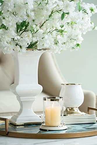 T2 Concept 100 Ceramic White Urn with Gold Trim