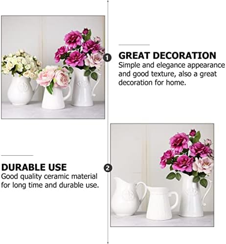 Farmhouse Ceramic Flower Vase with Embossed Design