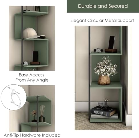 HOMES Inside Out Svenja 60 in Tall Corner Bookshelf