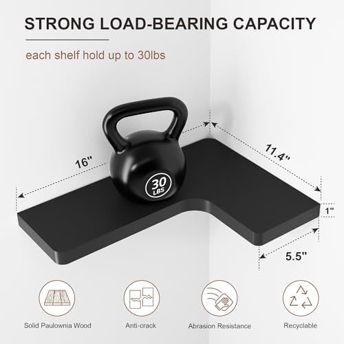 Fuqing Corner Floating Shelves Set of 3 Solid Wood