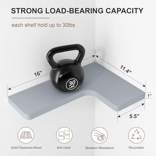 Fuqing Corner Floating Shelves Set of 3 Dark Grey