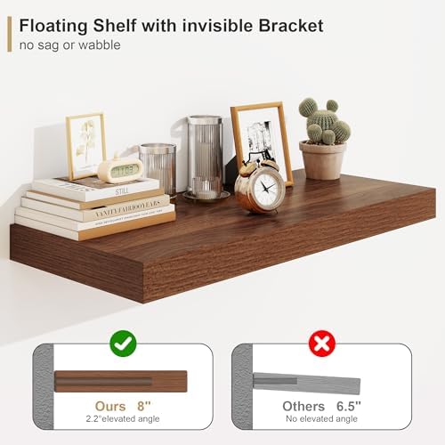 Heimlove Walnut Floating Wall Shelves 48x12