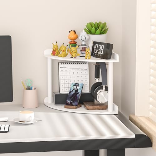 2 Tier Acrylic Corner Shelf Organizer 95x95x8 Inch White