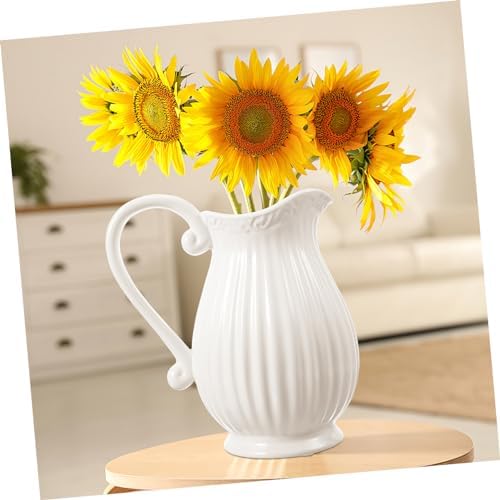 HEALLILY 1pc Ceramic Pitcher Vase White Decorative