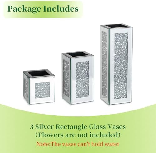 Hewory Tall Silver Mirror Vase for Centerpieces