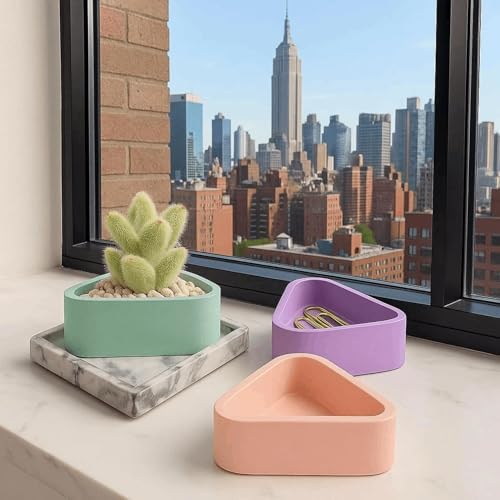 Triangle Concrete Planter for Succulents and Decor