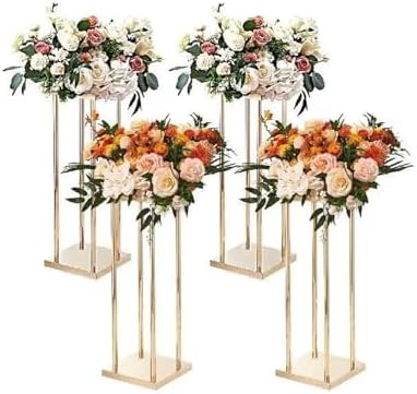 Gold Metal Column Wedding Flower Stand 80cm 2pcs