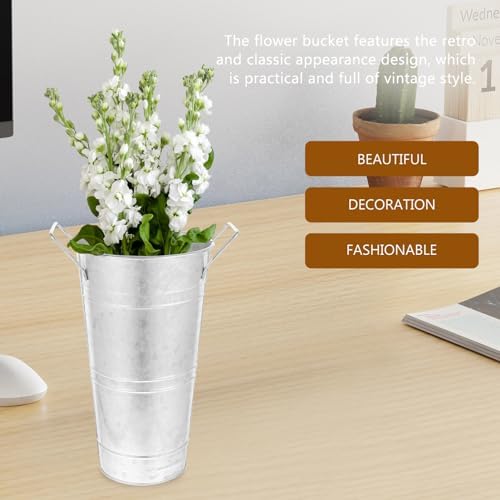 Rustic Vintage Iron Bucket Flower Vase