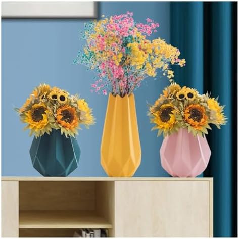 3pcs Ceramic Geometric Flower Vases for Living Room and Wedding Gifts