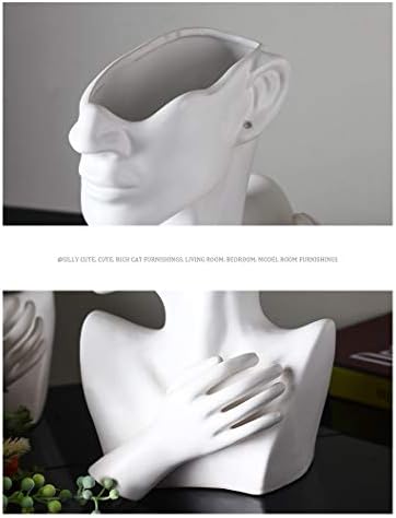 Ceramic Head Face Flower Vase for Statue Home Decoration