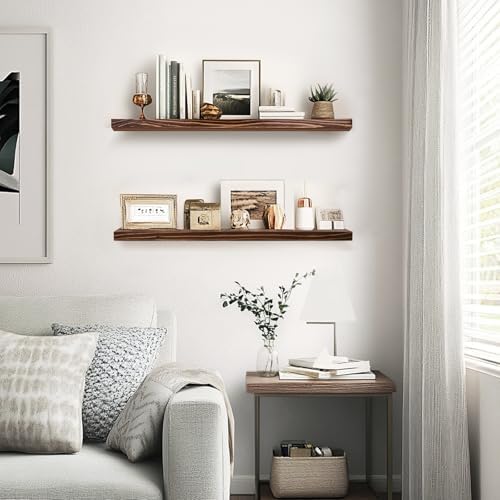 Floating Wall Shelves 2-Pack - Rustic Brown Storage Shelves
