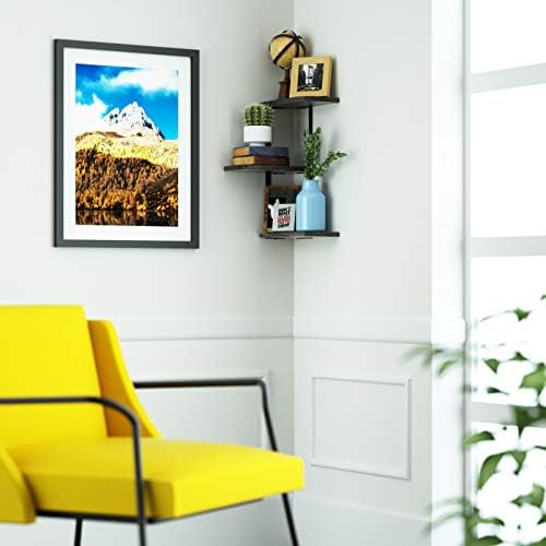 Love-KANKEI 3 Tier Corner Shelf Wall Mount Black