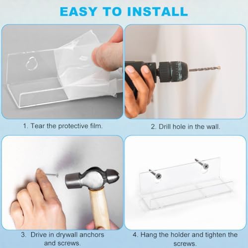 12 Pack Clear Vinyl Record Shelf Wall Mount