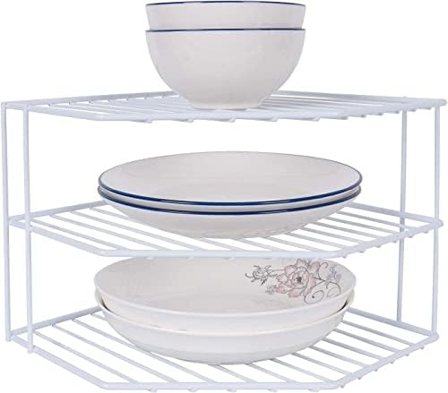 3-Tier Corner Shelf Organizer - Kitchen Storage White