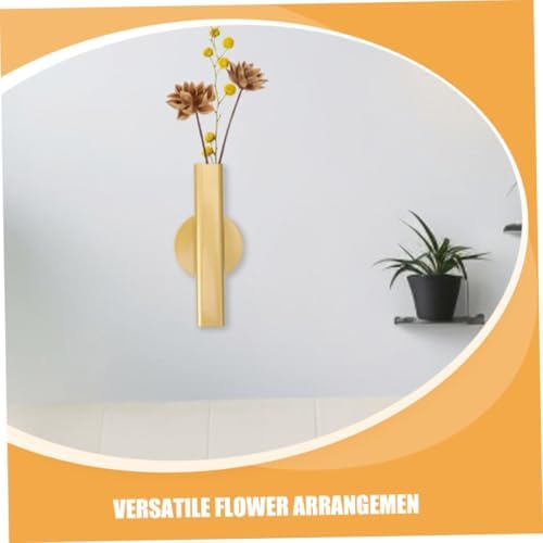 VOSAREA 2pcs Nordic Style Wall Mounted Metal Tube Vase Adhesive Holder