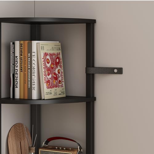6-Tier Corner Shelf with LED Light Sturdy Black Frame