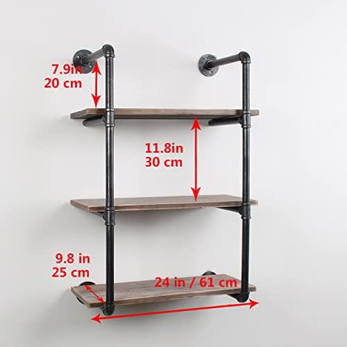 Industrial Style 24in Rustic Metal Floating Shelves