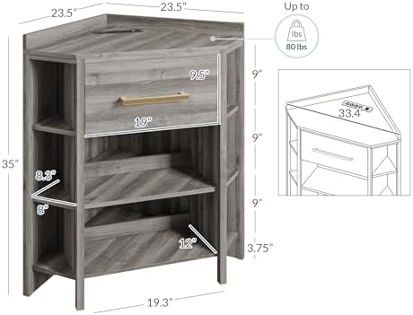 BELLEZE Set of 2 Corner Cabinets with USB Chargers