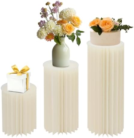 3pcs Foldable White Cardboard Flower Stand Wedding Centerpiece Display