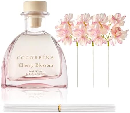 COCORRINA Cherry Blossom Reed Diffuser Set 85 Oz 8 Sticks