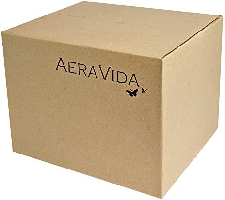 AeraVida 14-inch Curved Brown Wooden Vase with Tropical Flower Design