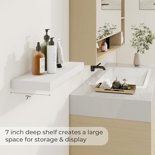 Dreamland 24 Inch Floating Shelves Set of 2 White